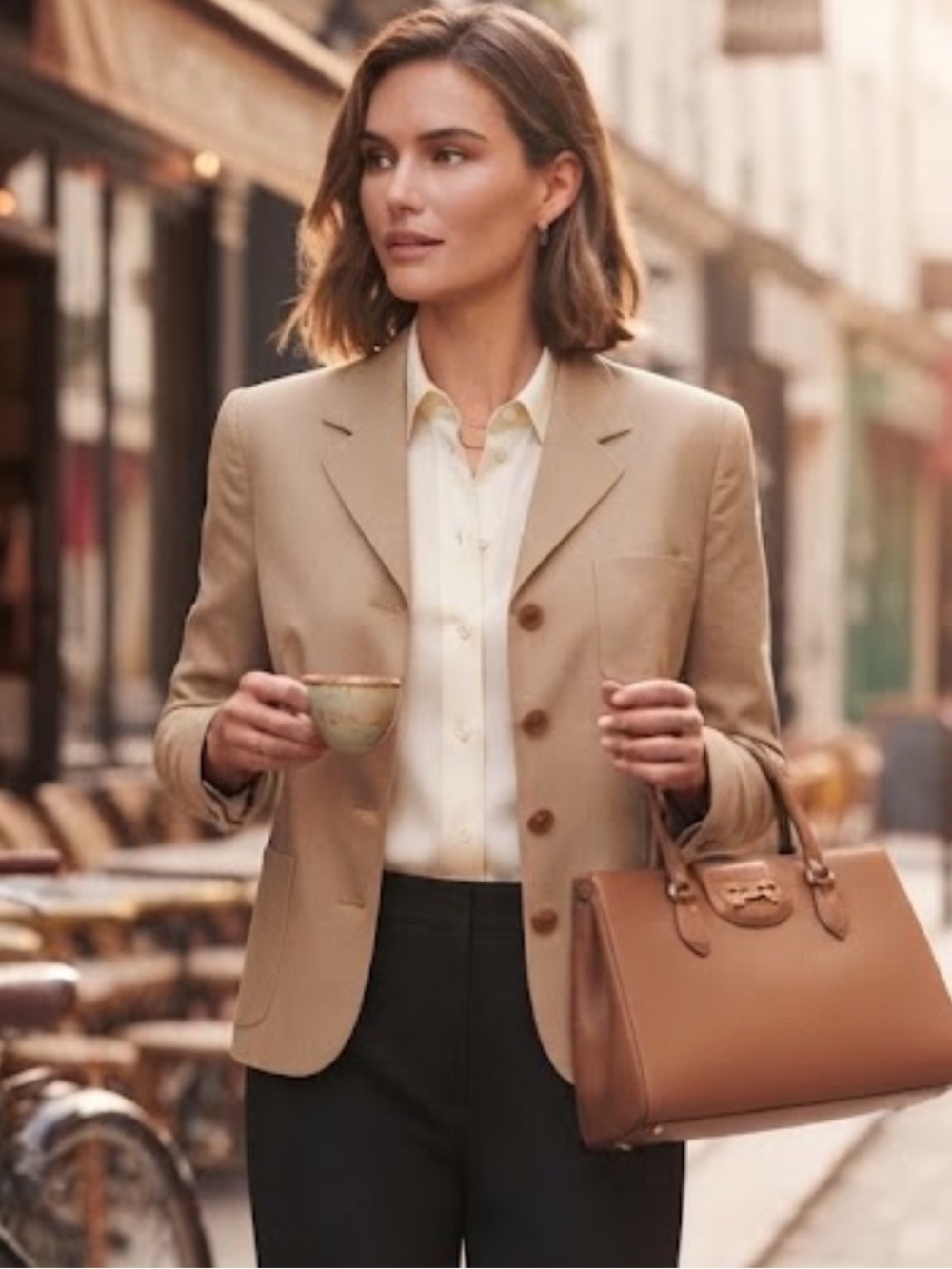Lauren Ralph Lauren Cotton Silk Tan Blazer